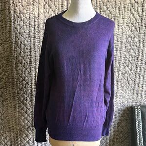 Vibrant Purple Women's Crew Neck Sweater 100%Cashmere,Hand Tai Day